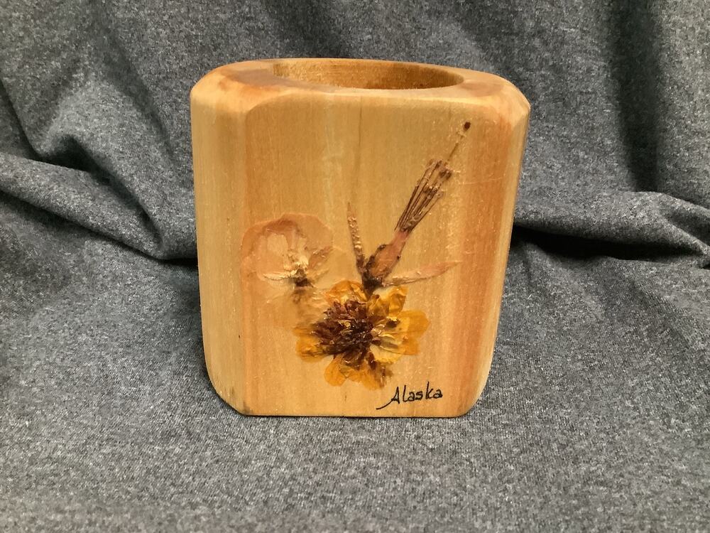 Handcrafted aspen wood votive, tealight candle holder